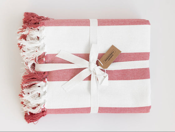 Coronado Stripe Throw - Brick/White