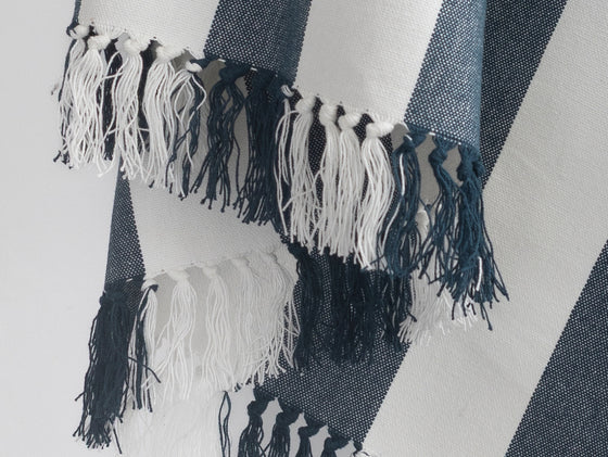 Coronado Stripe Throw - Peacock/White