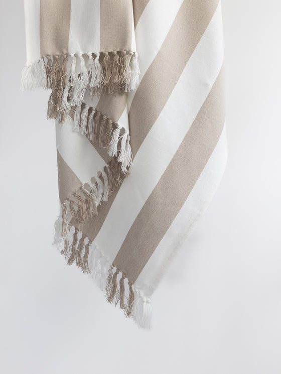 Coronado Stripe Throw - Beige/White