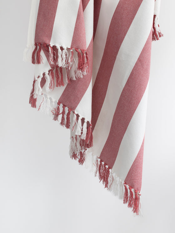 Coronado Stripe Throw - Brick/White