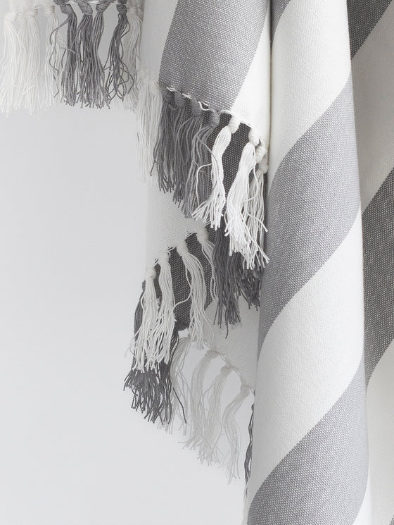 Coronado Stripe Throw - Light Grey/White