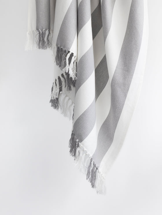 Coronado Stripe Throw - Light Grey/White