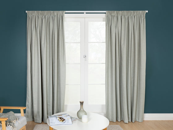 Nevis Blockout Pencil Pleat Curtains - Seagrass