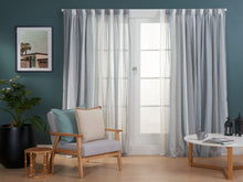  Montserrat Stripe Sheer Curtains - Duck Egg/White/Grey